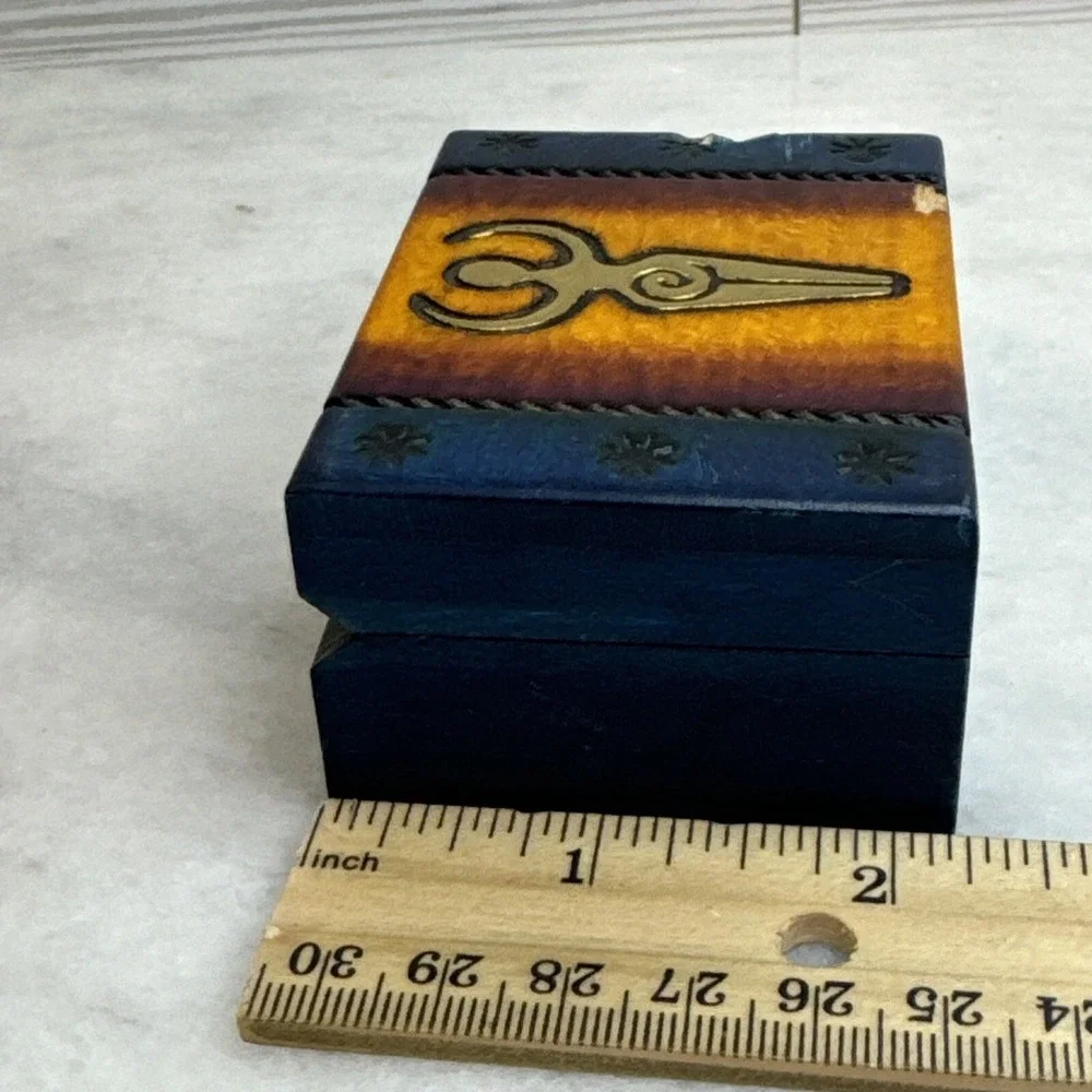 Signed EWB Trinket Jewelry Box Goddess Moon Poland Painted Wood